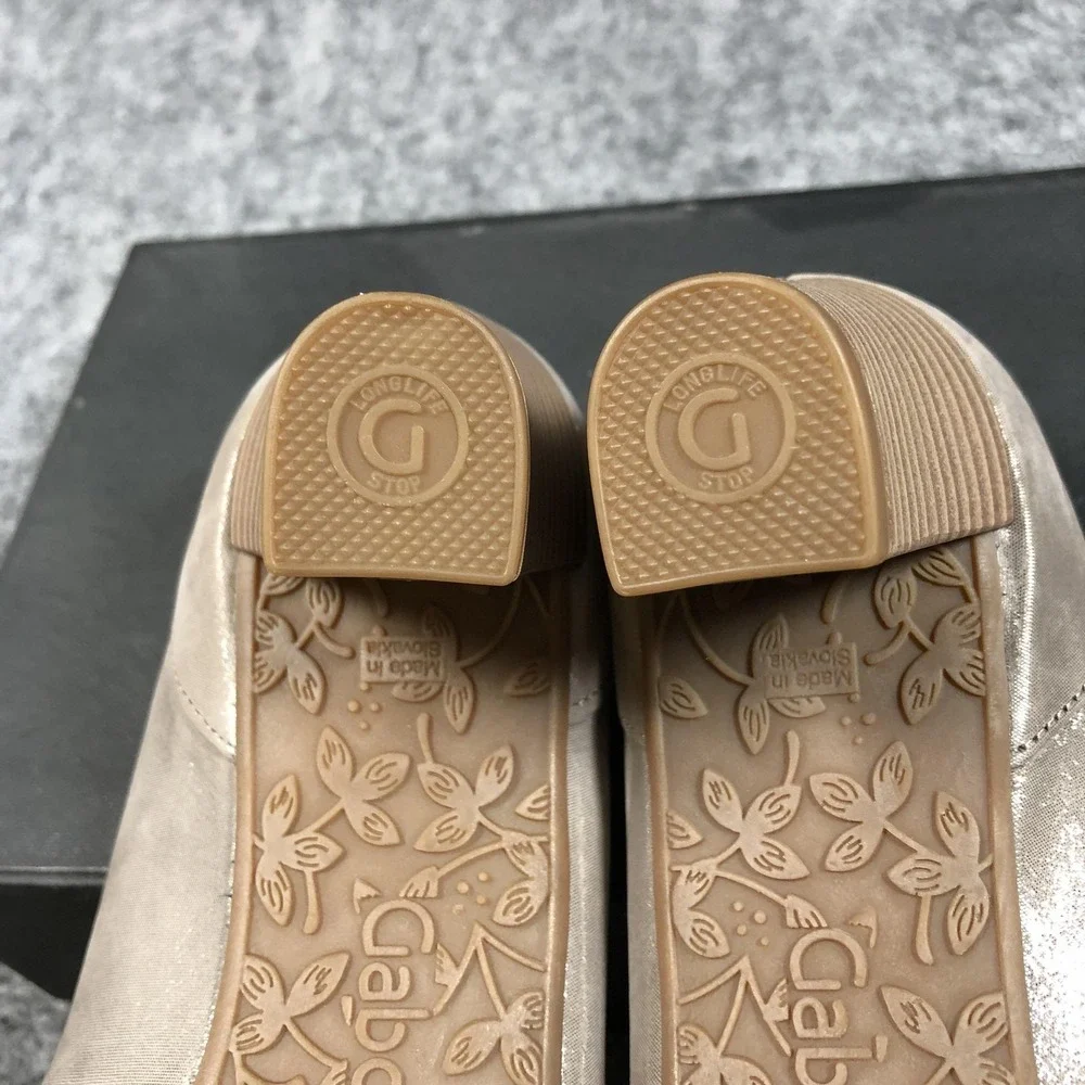 Gabor Comfort Pumps Womens Size 8.5 Beige Leather Block Heel Round Toe Shoes